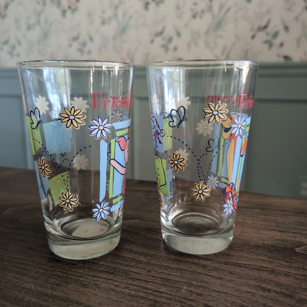 Vintage Winnie the Pooh Glasses Anchor Hocking Friends Forever Tigger Piglet Set - Picture 4 of 6